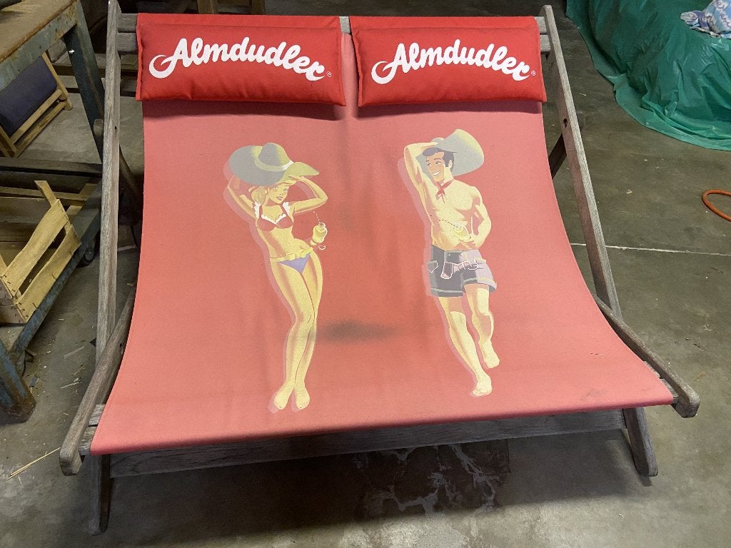 Almdudler dubbele strandstoel, Ophalen, Gebruikt, Hout, Inklapbaar