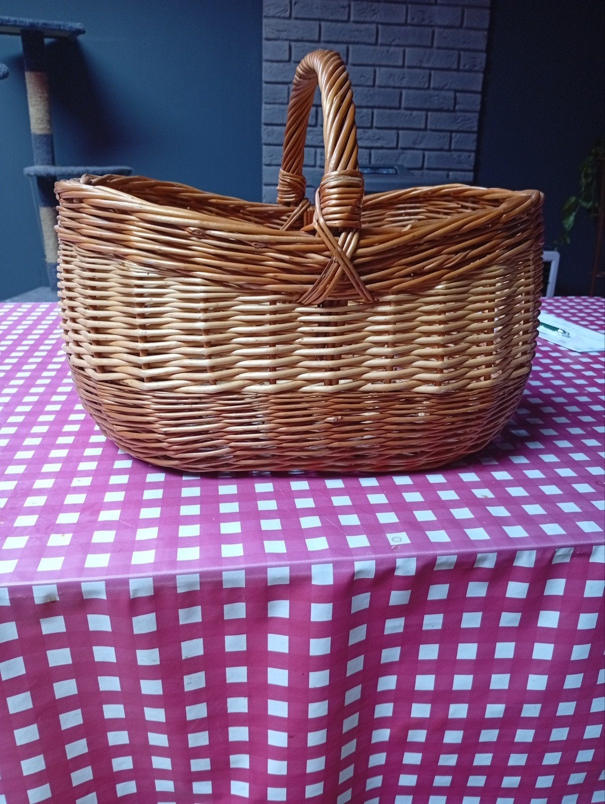 natuurlijk rieten winkelmandje, Hobby en Vrije tijd, Picknickmanden, Ophalen of Verzenden, Zo goed als nieuw
