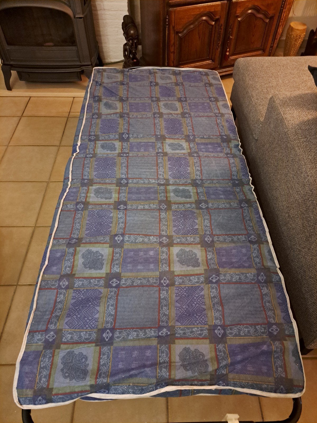 Opvouwbaar logeerbed, als nieuw., Huis en Inrichting, Ophalen, Blauw, 190 cm of minder, Zo goed als nieuw