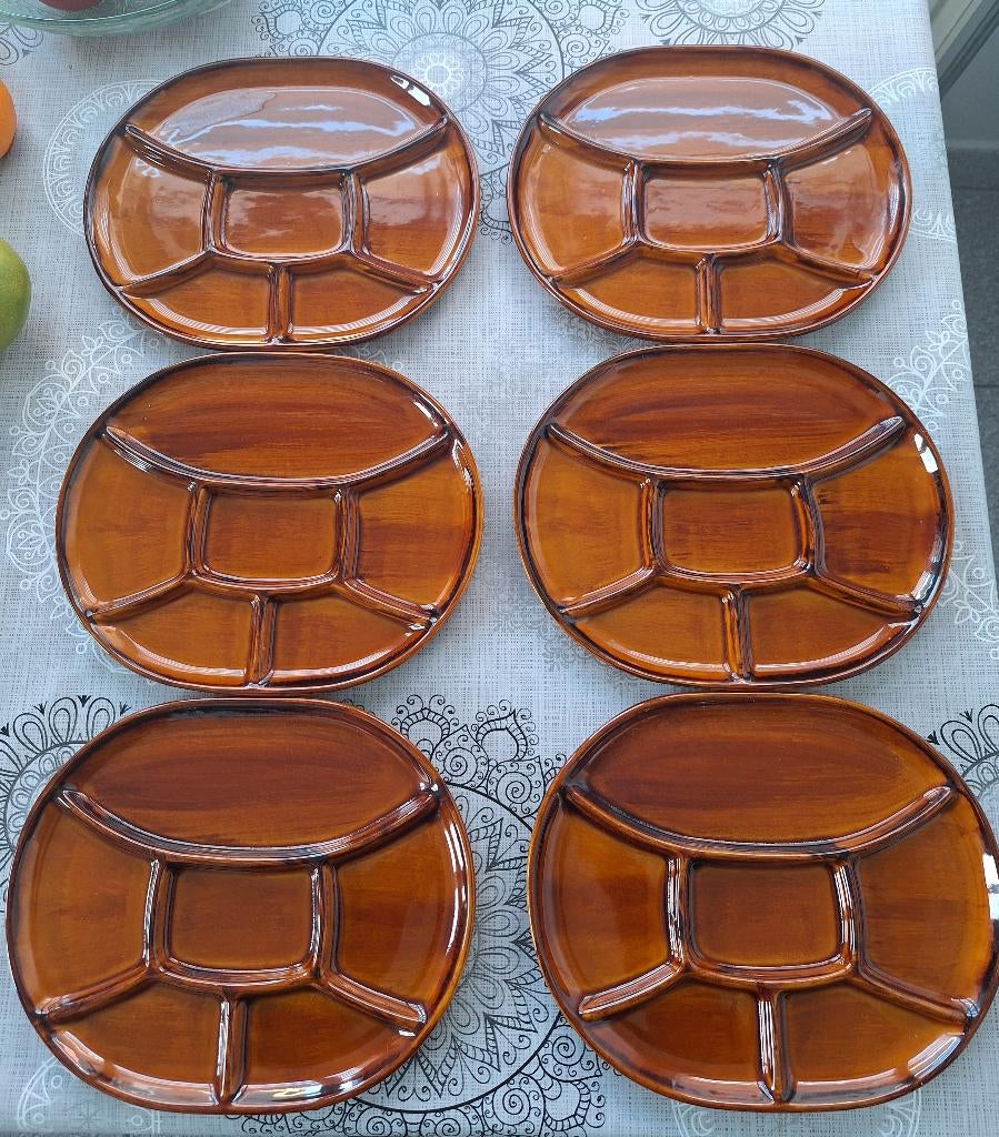 6 assiettes fondues - faience émaillée -saint clément france, Enlèvement ou Envoi