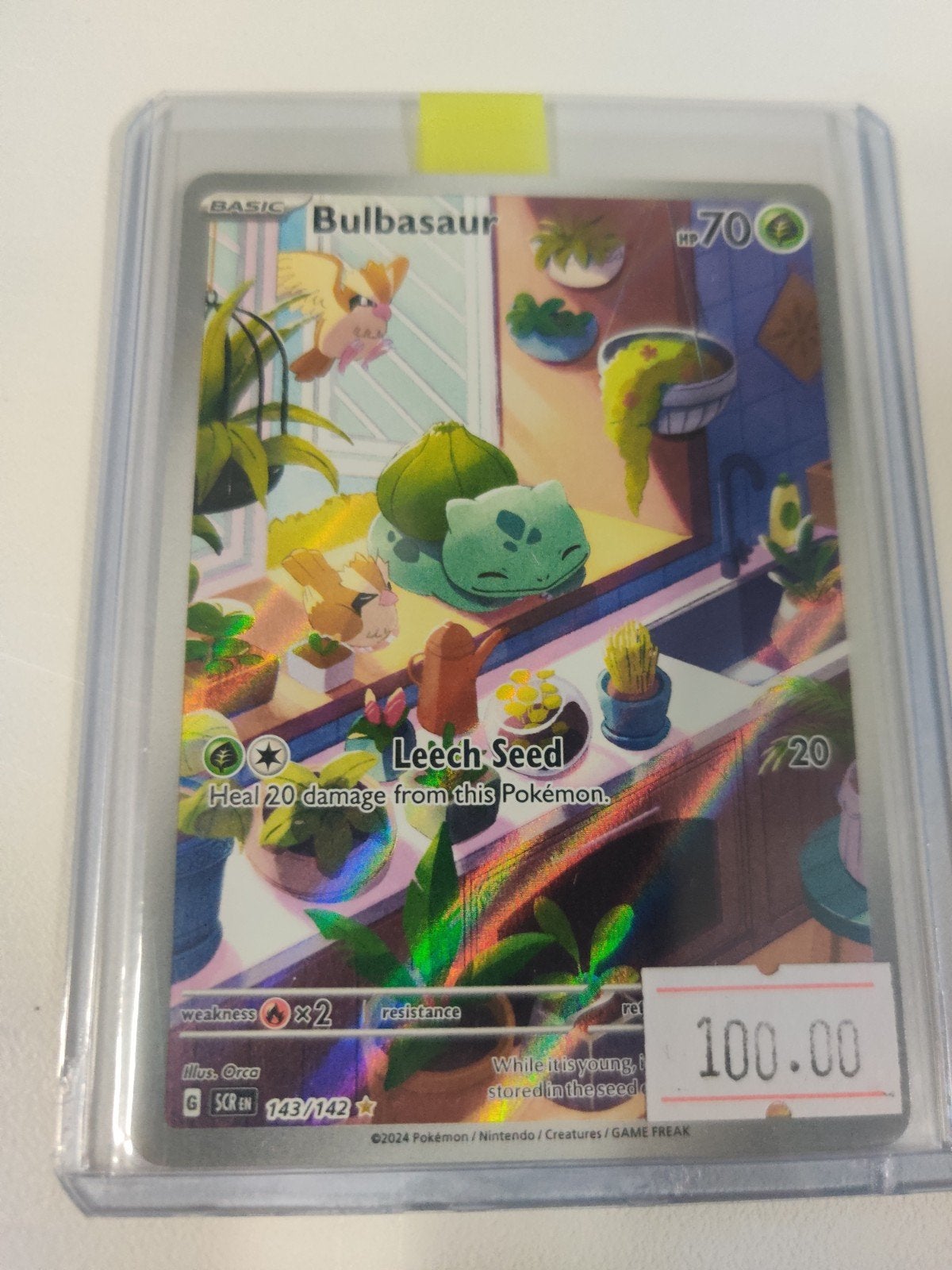 Bulbasaur SCR 143, Hobby en Vrije tijd, Ophalen, Zo goed als nieuw, Losse kaart, Foil
