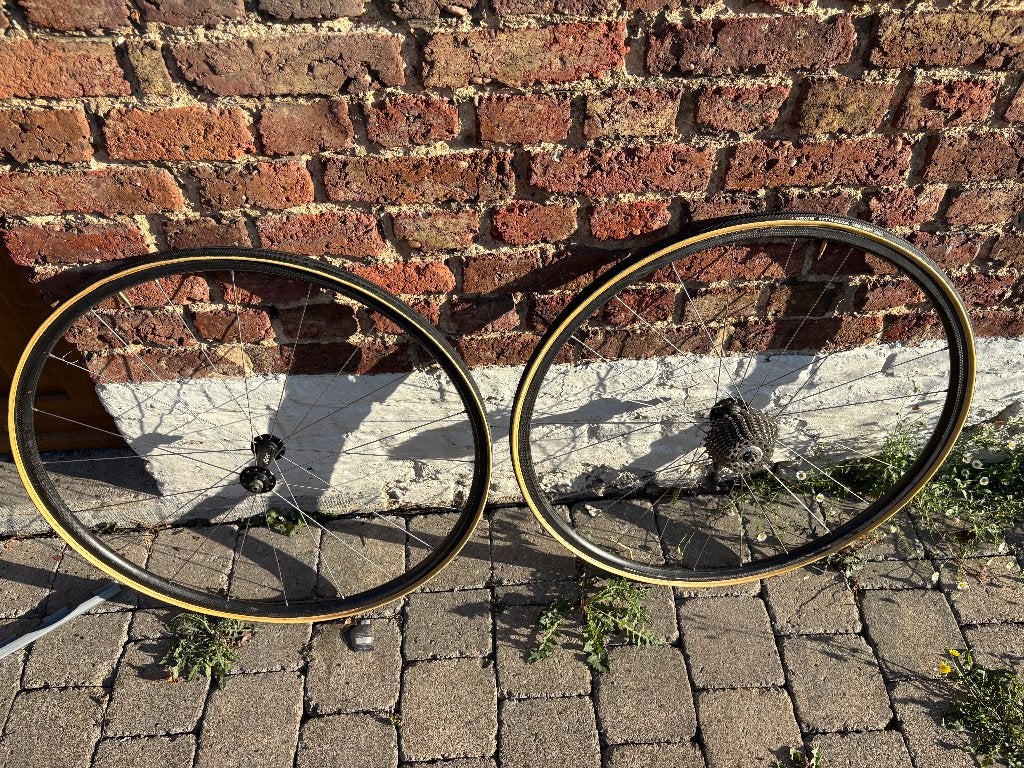 A VENDRE Paire de roues vélo course carbone PMP avec boyaux, Enlèvement, Utilisé, Autre, Carbone