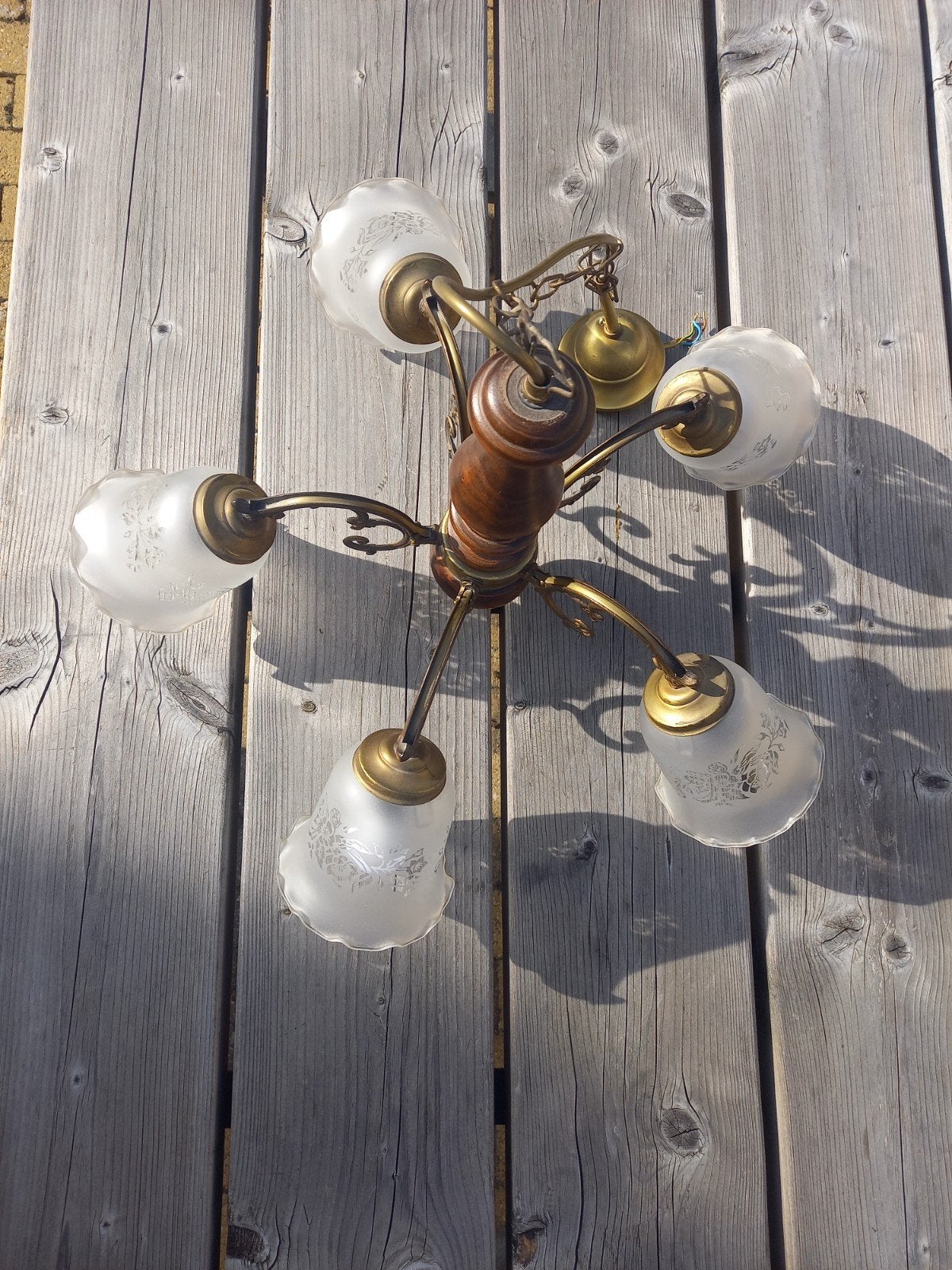 luchter, hanglamp, Huis en Inrichting, Lampen | Kroonluchters, Ophalen, Zo goed als nieuw, Glas, E14 (klein)