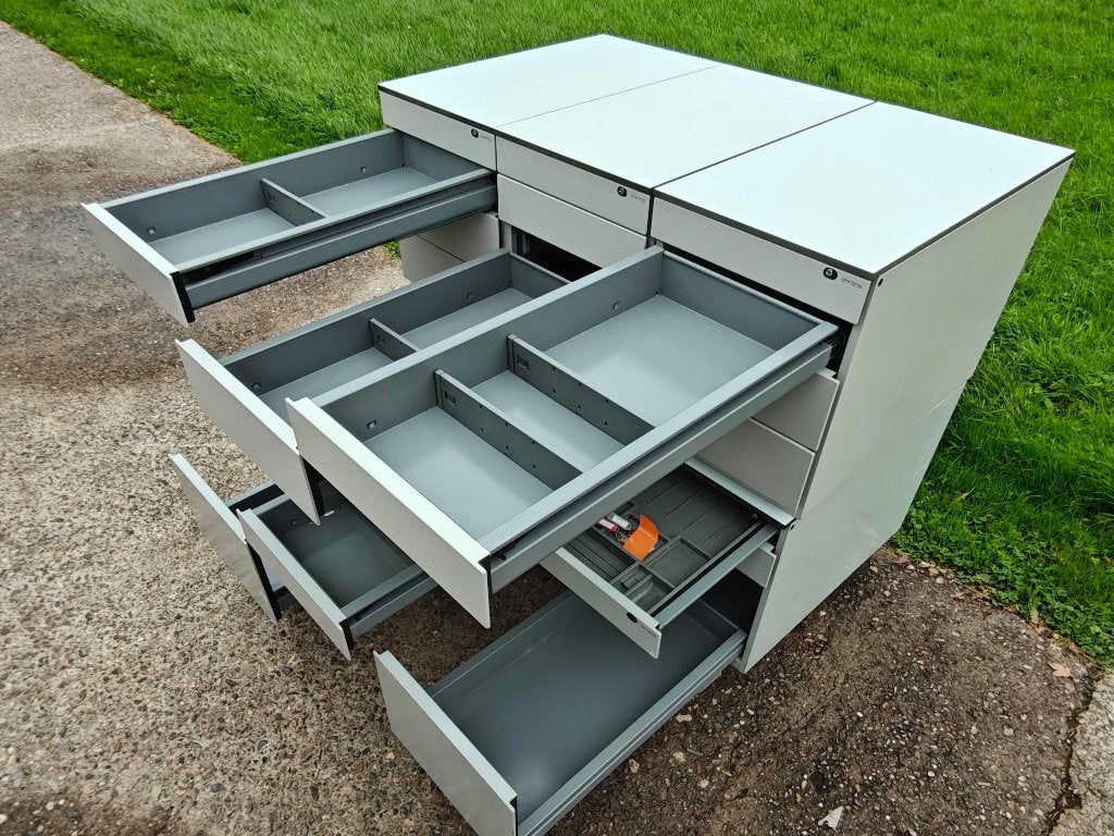 6 stalen ladeblokken voor bv werkbank berging hobby opslag, Huis en Inrichting, Ophalen, Gebruikt