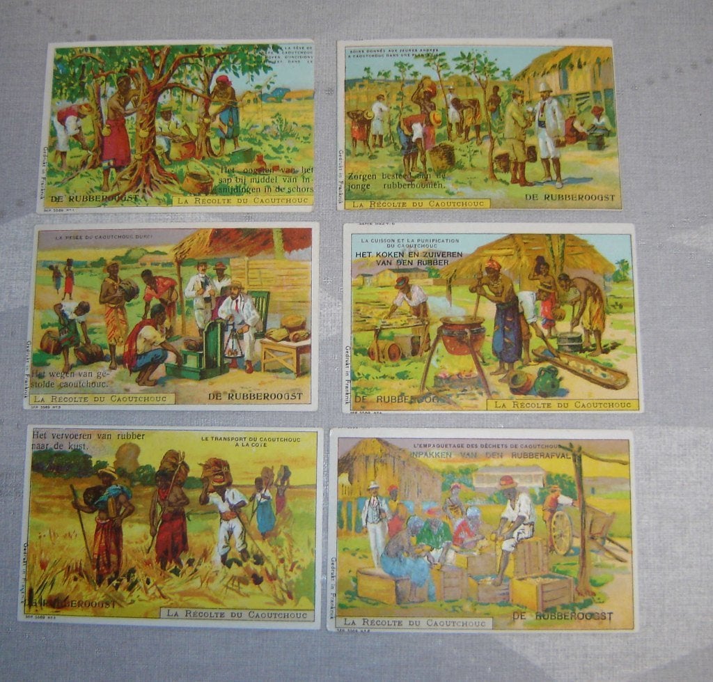 Série Chromos Tape The Rubber Harvest, Avant 1940, Gravure, Utilisé, Autres sujets/thèmes