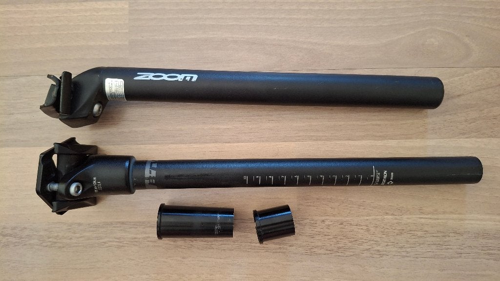 2 diverse NIEUWE alu. zadelpen: ZOOM + BTWIN met adapters, Fietsen en Brommers, Ophalen, Nieuw, Patent zadelpen zoom Btwin damesfiets herenfiets e-bike MTB