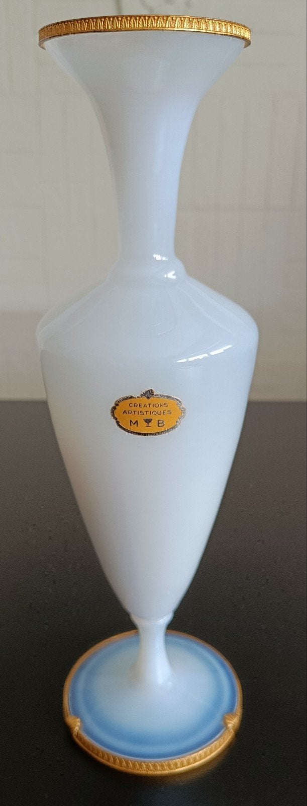 VTG.Vase en opaline avec accents dorés., Enlèvement ou Envoi