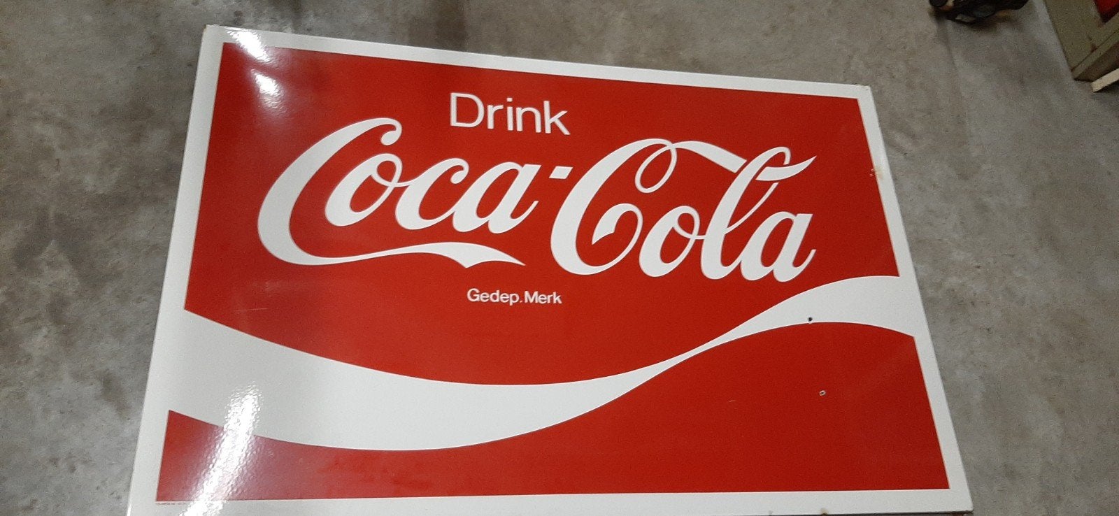 Grand panneau d'affichage en émail Coca Cola 1974, Collections, Enlèvement, Panneau publicitaire
