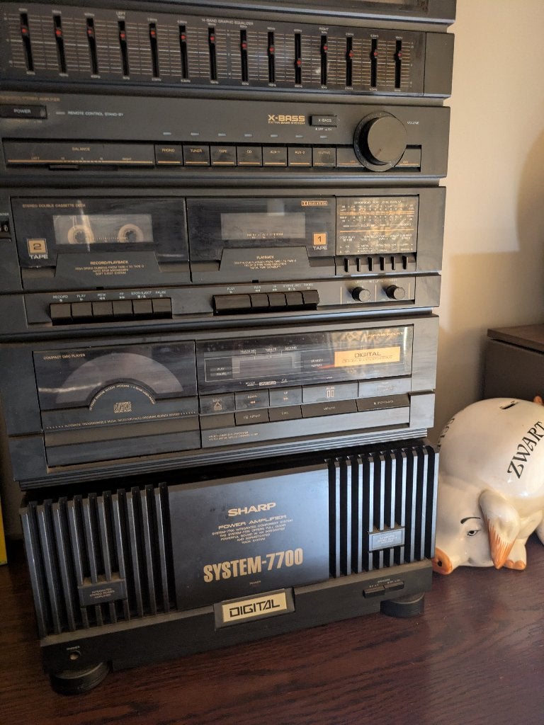 Système HiFi Midi Vintage Sharp System-7700, Enlèvement ou Envoi, Utilisé, Deck cassettes ou Lecteur-enregistreur de cassettes