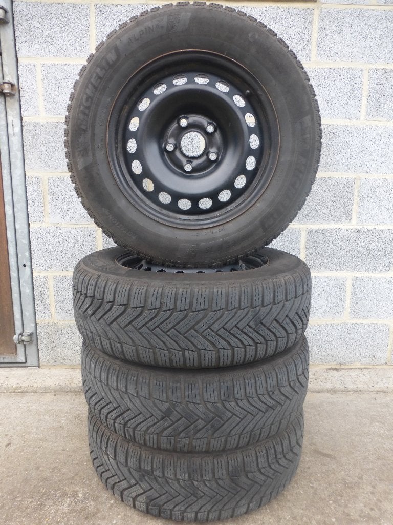 4 Michelin Alpin 6-195/65R15 winterbanden op stalen velgen, Auto-onderdelen, Banden en Velgen, Ophalen, 15 inch, Winterbanden