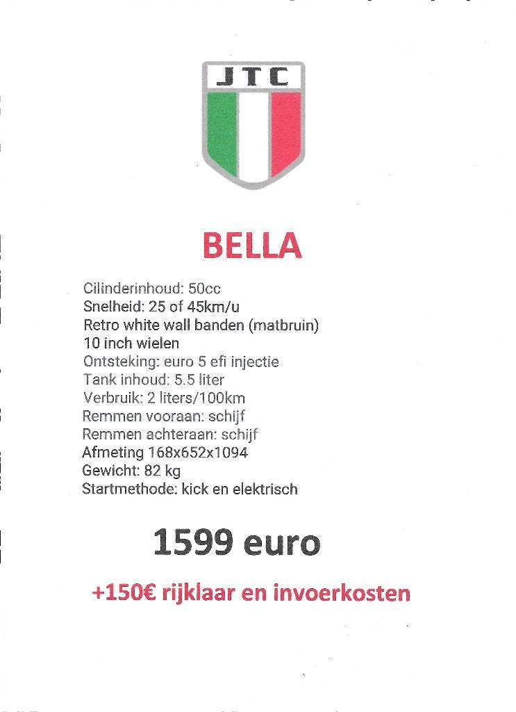 Nieuwe scooter jtc bella A of B te verkrijgen 1599€, Neuf, Jtc, Enlèvement, Essence