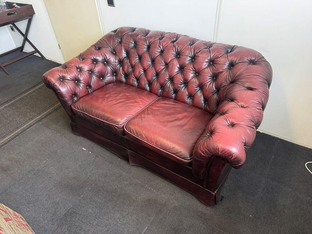 Chesterfield zetels, Huis en Inrichting, Ophalen, Gebruikt, Rechte bank, Leer