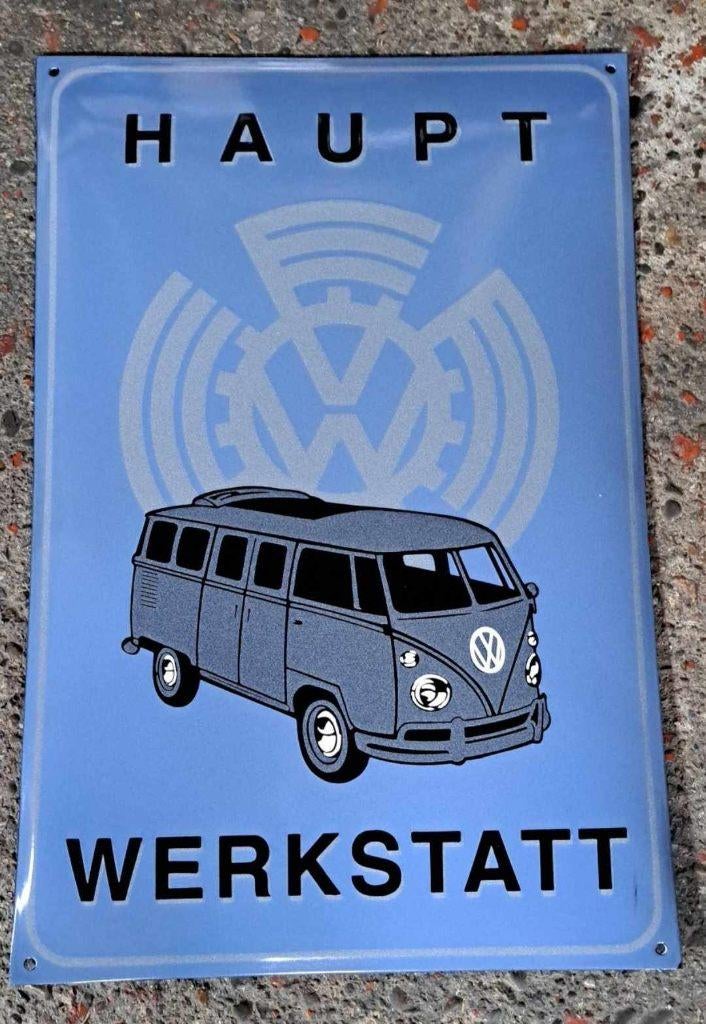 Mooi emaillen reclame decoratie bord Volkswagen T1 werkstatt, Ophalen of Verzenden, Zo goed als nieuw, Reclamebord