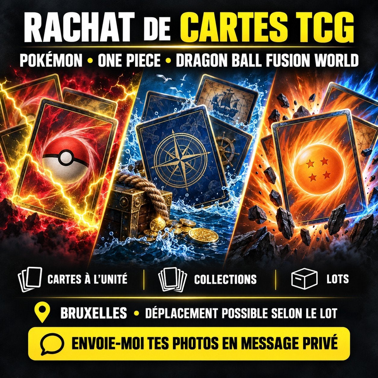 Rachat de Cartes Pokémon, One Piece, Dragon Ball, Ophalen