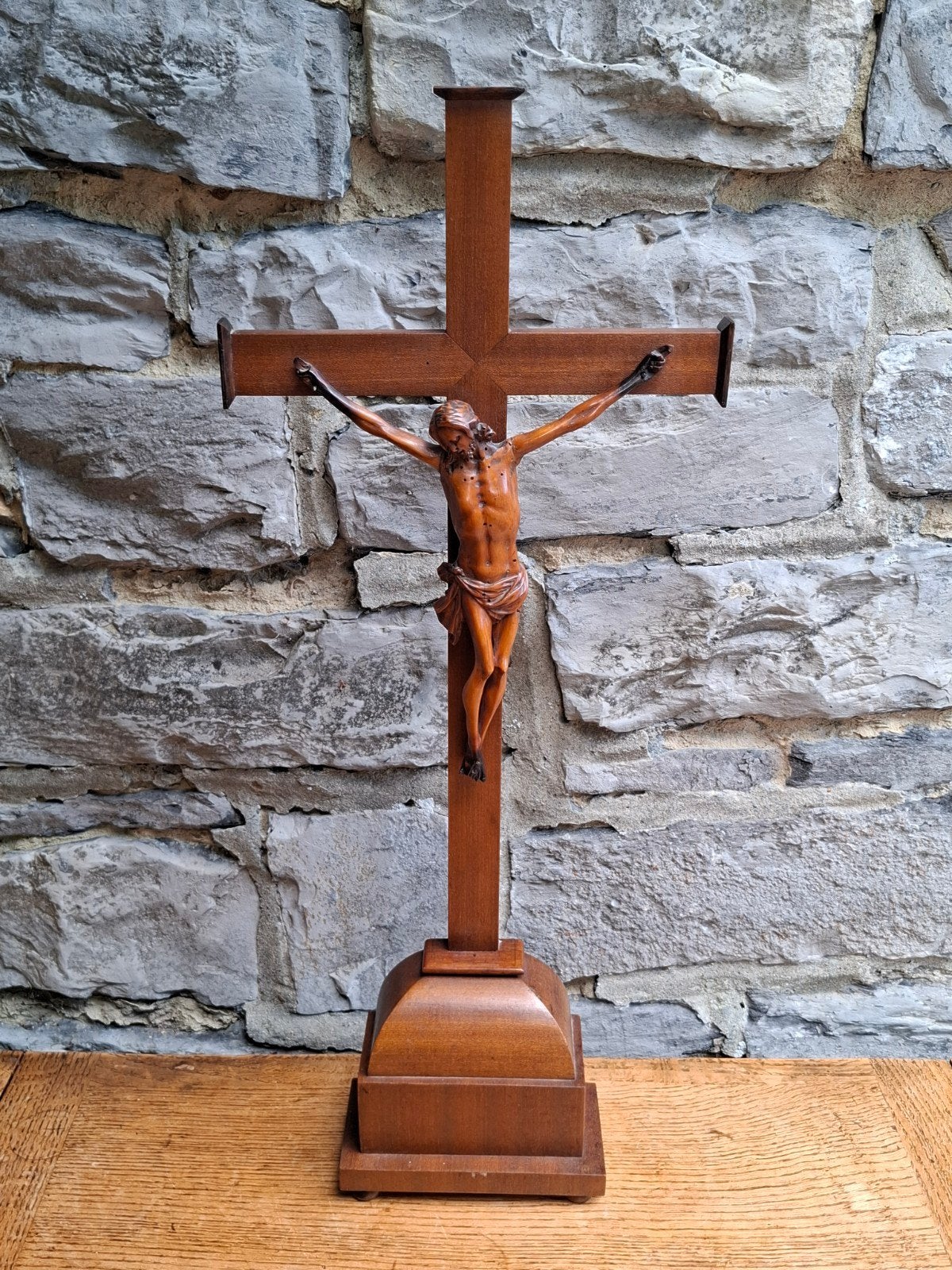 Crucifix ancien en bois sculpté, Enlèvement, Utilisé, Autres types, Christianisme | Catholique