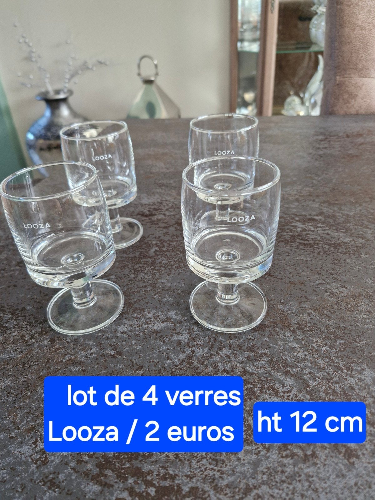 set van 4 Looza glazen ht 12 cm, Verzamelen, Ophalen