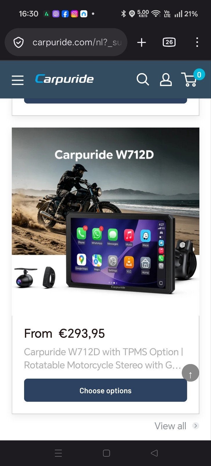 Carrpuride motornavigatie dashcam carplay androidauto, Motoren, Ophalen of Verzenden