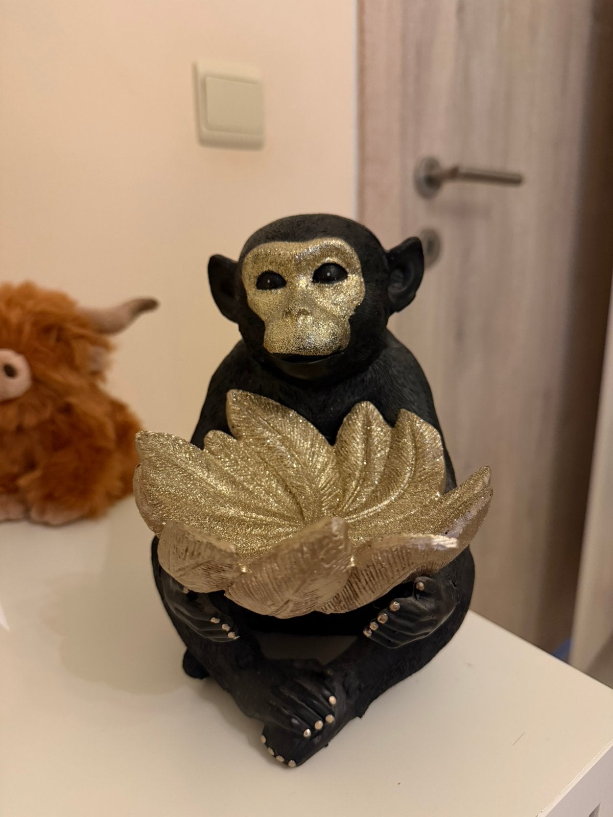 Decoratie zwarte aapje met goude glitter, Ophalen of Verzenden, Zo goed als nieuw