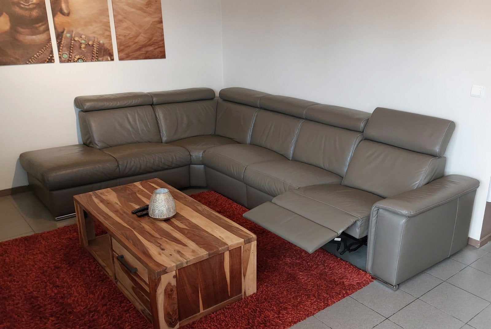 lederen hoek salon, Maison & Meubles, Canapés | Coins salons complets, Enlèvement