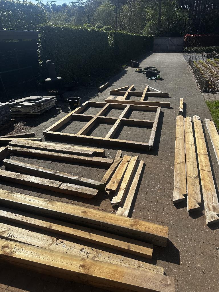 Houten frame/balken voor overkapping - tuinhuis, Tuin en Terras, Ophalen, Zo goed als nieuw, Balken