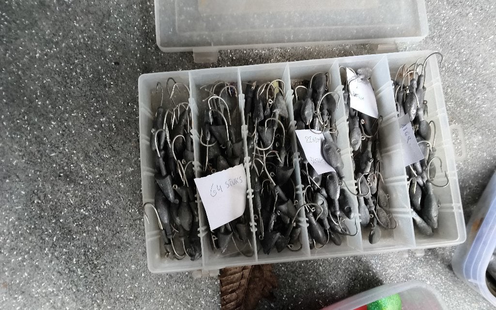 64 jigkoppen.10€, Watersport en Boten, Ophalen, Zo goed als nieuw, Dobber of Lood