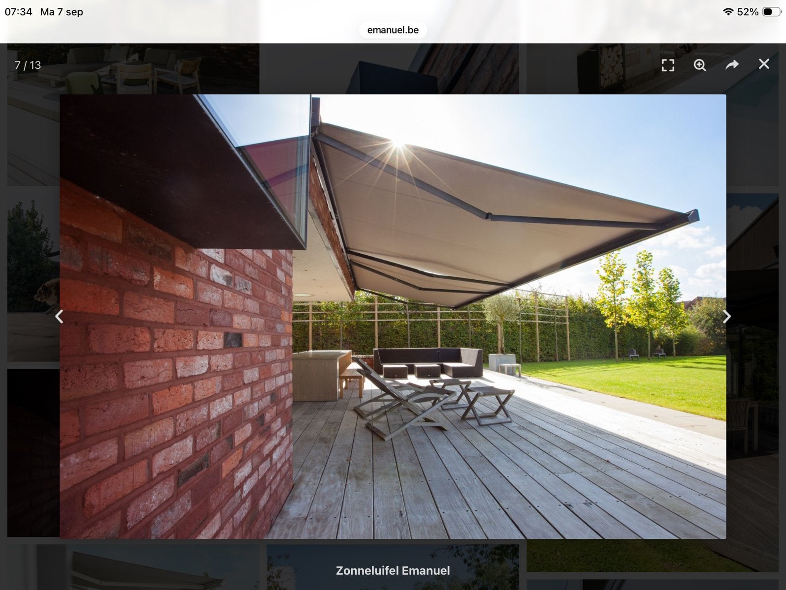 Auvent à vendre, gris, dimensions voir facture, Jardin & Terrasse, Parasols, 3 à 4 mètres, Comme neuf, Autres types, Enlèvement