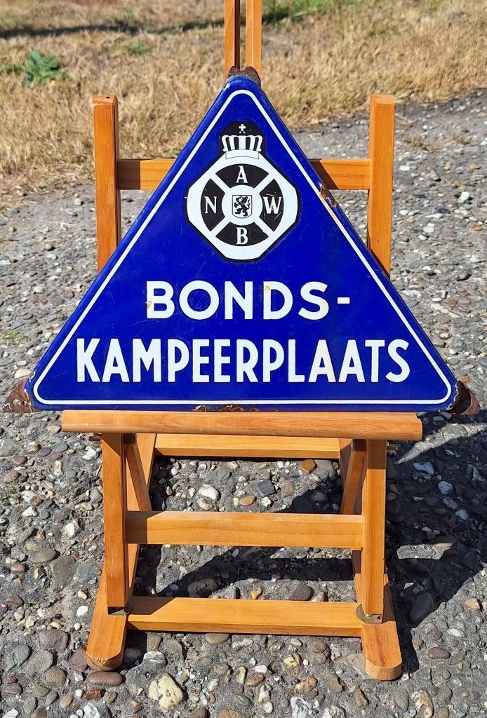 Antiek emaille bord ANWB Bonds-Kampeerplaats., Ophalen of Verzenden, Gebruikt, Reclamebord