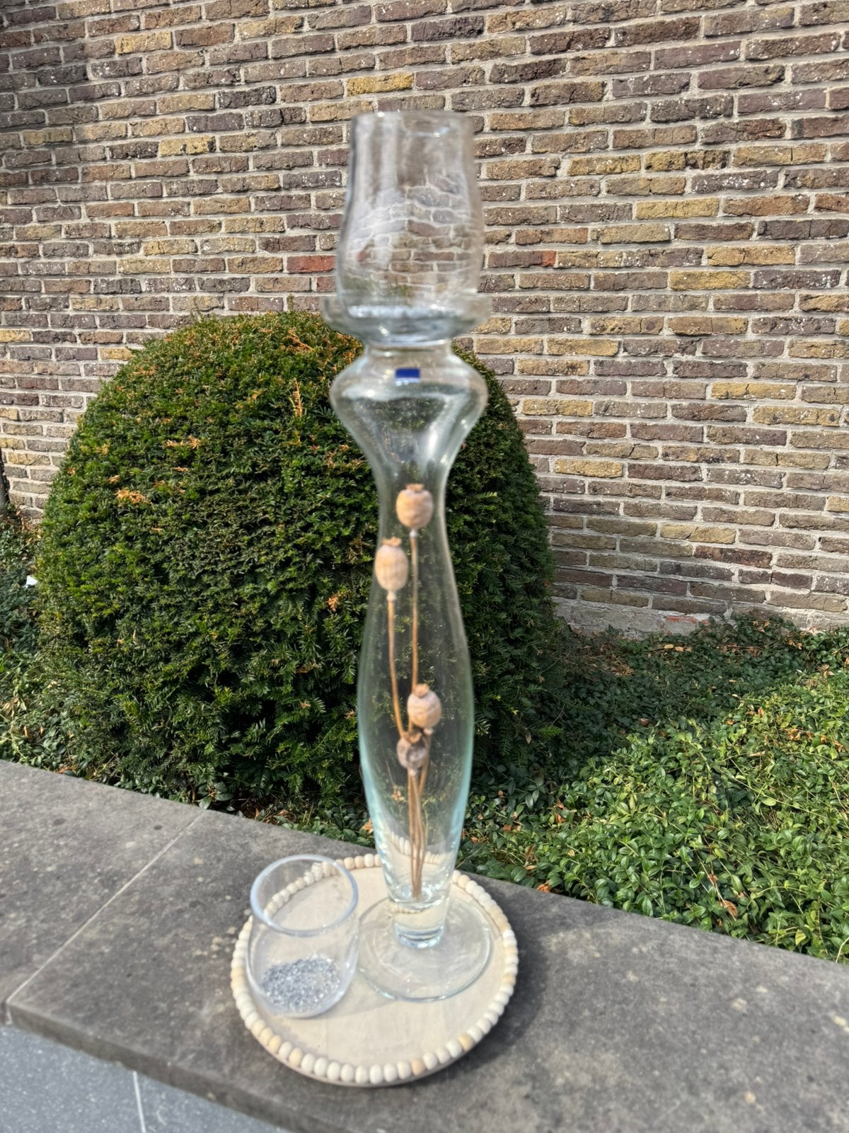 Glazen kandelaar/vaas Leonardo H60cm en theelichthouder 14cm, Ophalen, Zo goed als nieuw