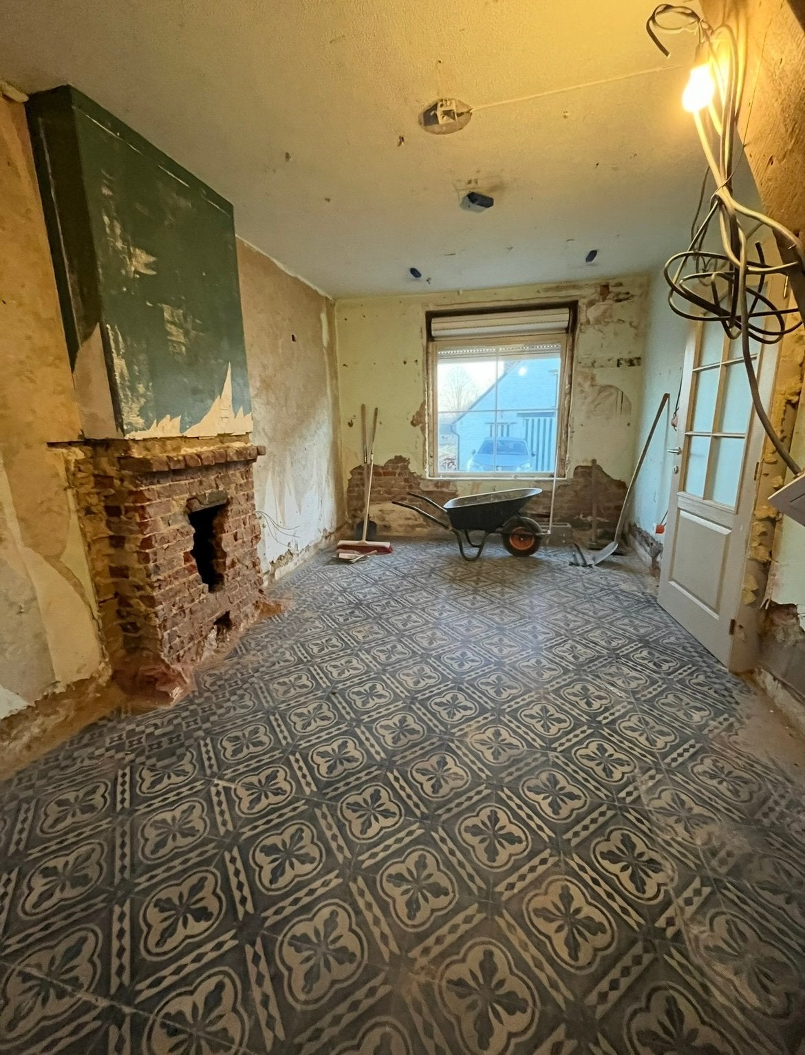 Originele cement/patroontegels (ca. 14m2) oude hoeve te koop, 20 à 40 cm, Carrelage de sol, Enlèvement, Utilisé