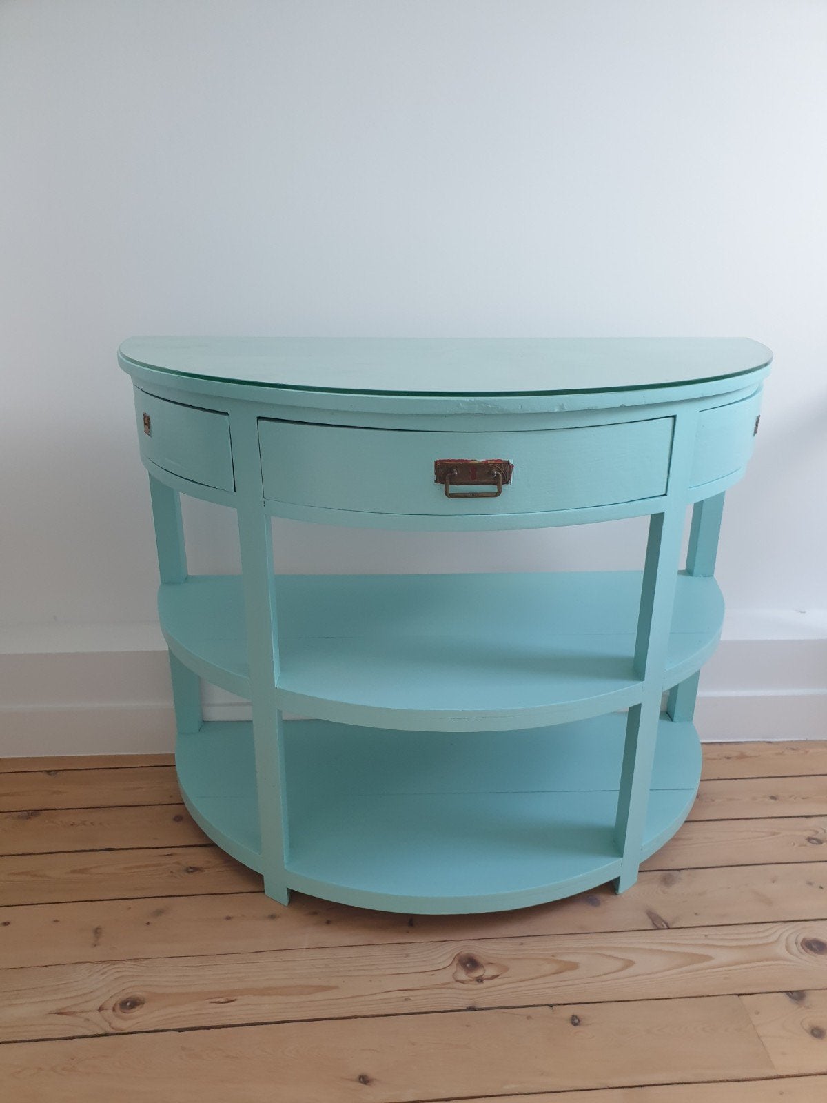 Console bleue en bois avec tiroirs, Maison & Meubles, Armoires | Commodes, 3 ou 4 tiroirs, Chêne, Moins de 100 cm, Enlèvement