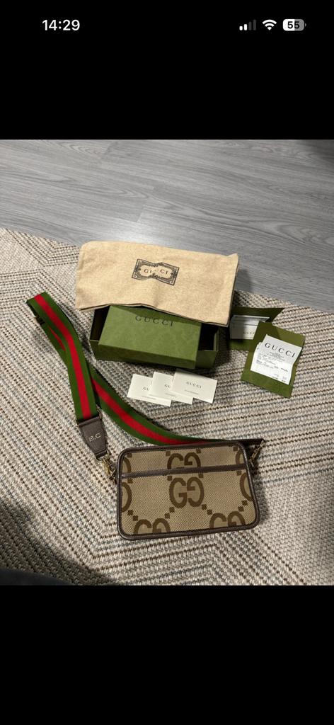 Sacoche Gucci En toile Jumbo beige, Ophalen of Verzenden, Beige