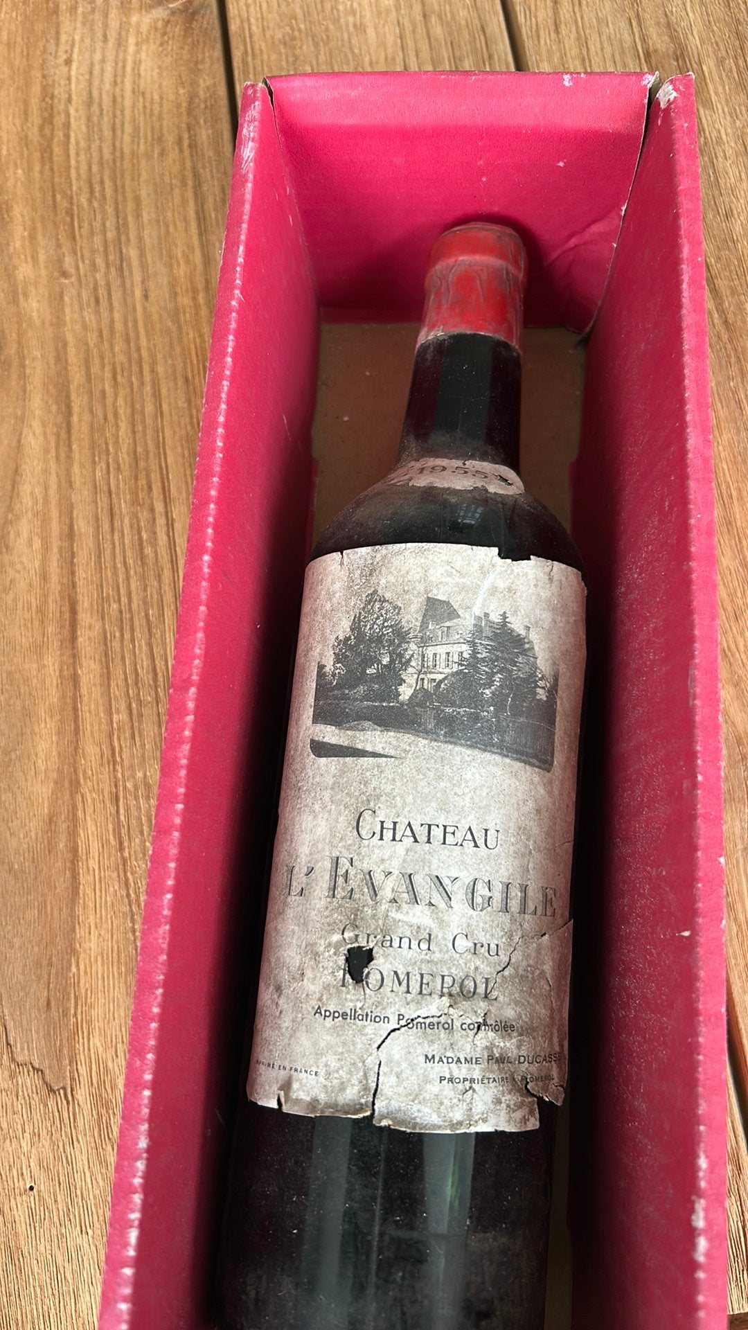 Chateau l’Evangile 1955, Ophalen, Gebruikt, Frankrijk, Rode wijn