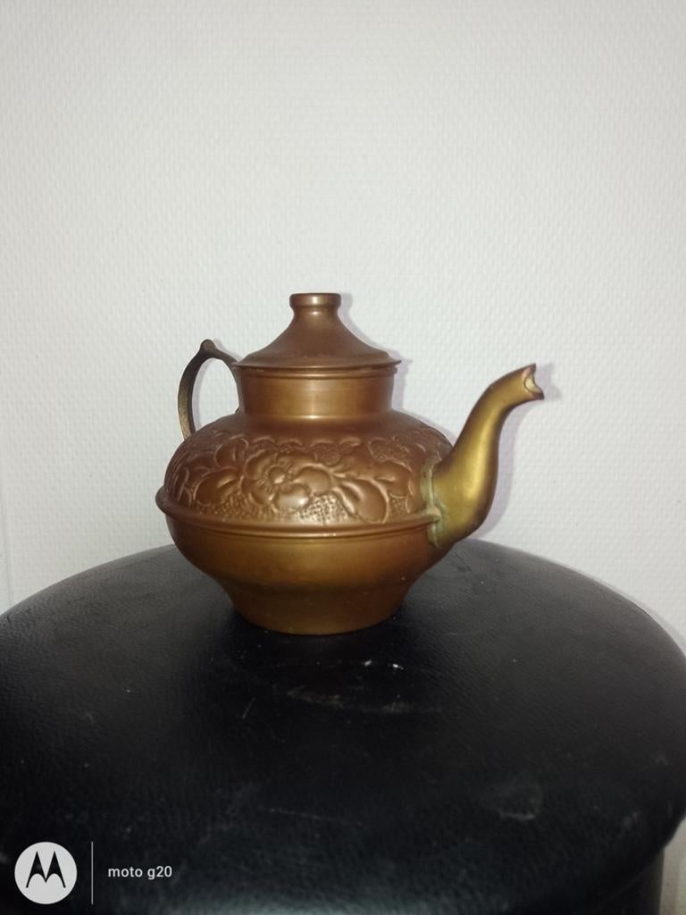 Antieke koperen theepot, Antiek en Kunst, Ophalen, Koper