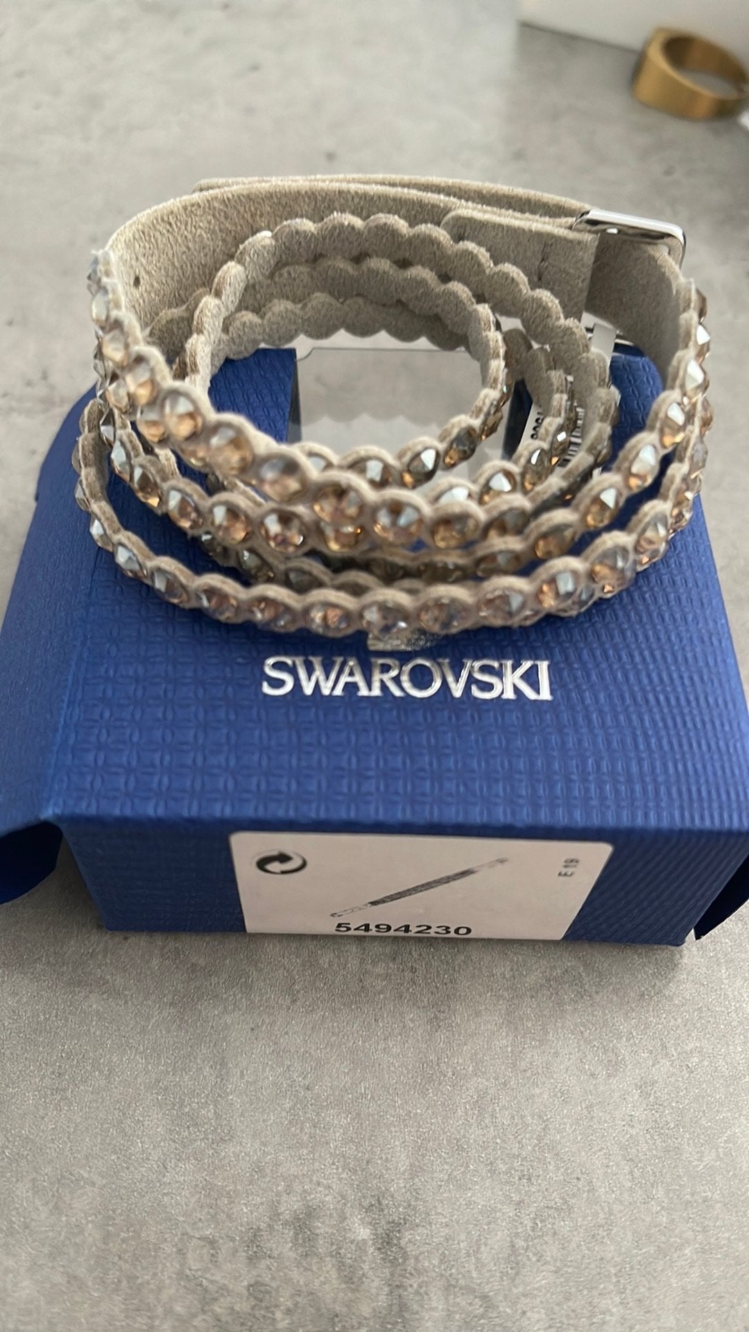 Swarofski powercollection alcantara met champagne kristallen, Handtassen en Accessoires, Armbanden, Overige materialen, Bruin
