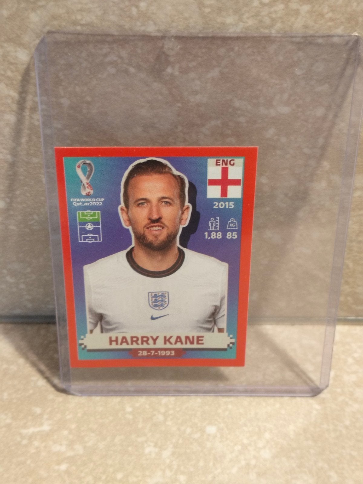 Panini sticker WK Qatar Harry Kane Engeland rode rand, Enlèvement ou Envoi, Autocollant