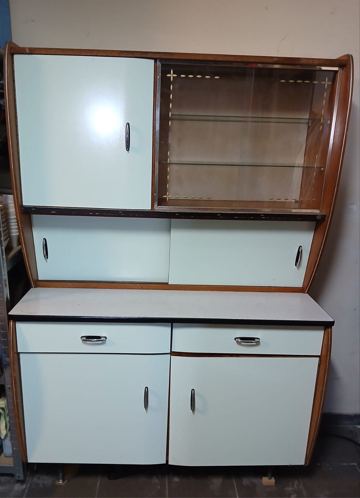 RETRO/VINTAGE KEUKENKASTJE BLAUW, Ophalen