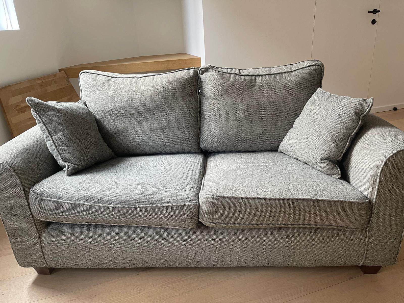 2 zit zetel in grijsgroene gespikkelde stof, Ophalen, Landelijk/ modern, Gebruikt, Minder dan 75 cm