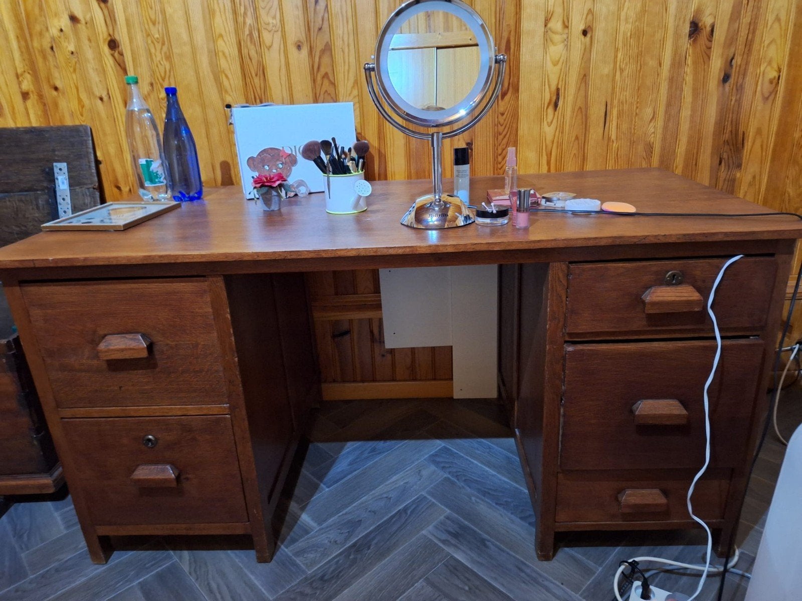 bureau, Maison & Meubles, Enlèvement, Utilisé, Brun, 100 cm