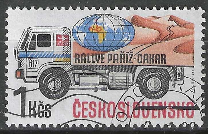 Tchécoslovaquie 1989 - Yvert 2788 - Paris/Dakar (ST), Envoi, Affranchi