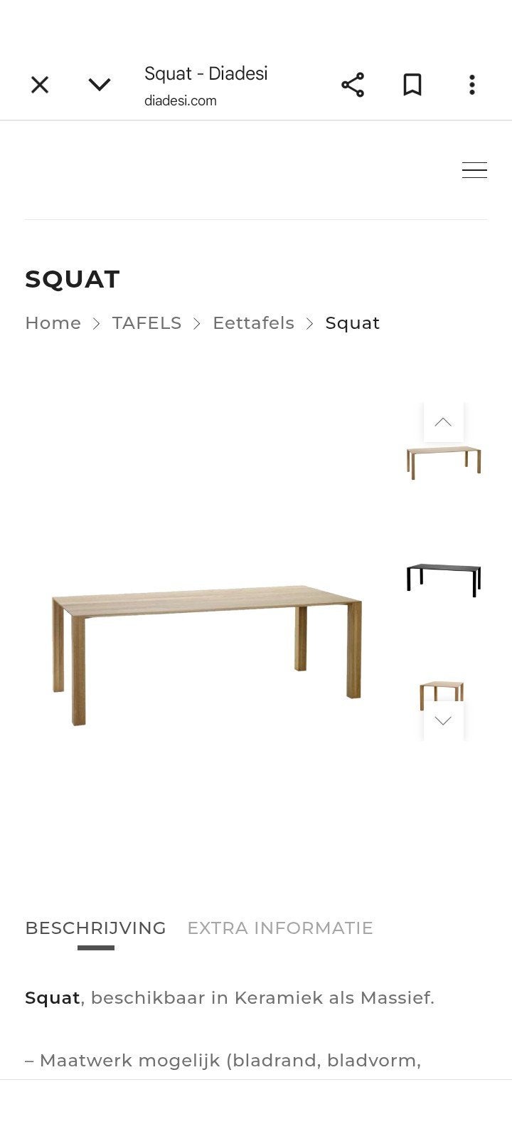 diadesi squat eettafel xl, Huis en Inrichting, Ophalen, Zo goed als nieuw