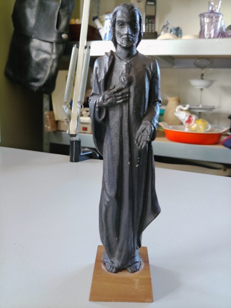 Statue de Jésus ancienne / vintage Gerard Linssen Venlo 18cm, Enlèvement ou Envoi, Utilisé, Image, Christianisme | Catholique