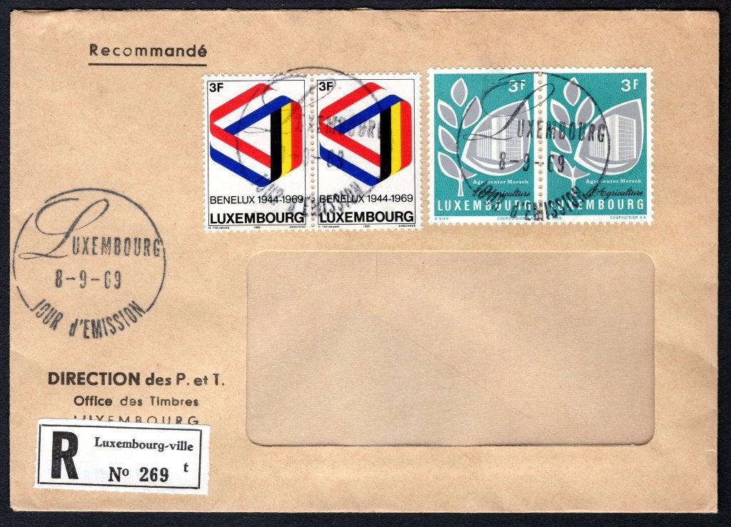LUXEMBOURG Yt. 743-745 FDC 1969, Envoi, Luxembourg, Affranchi
