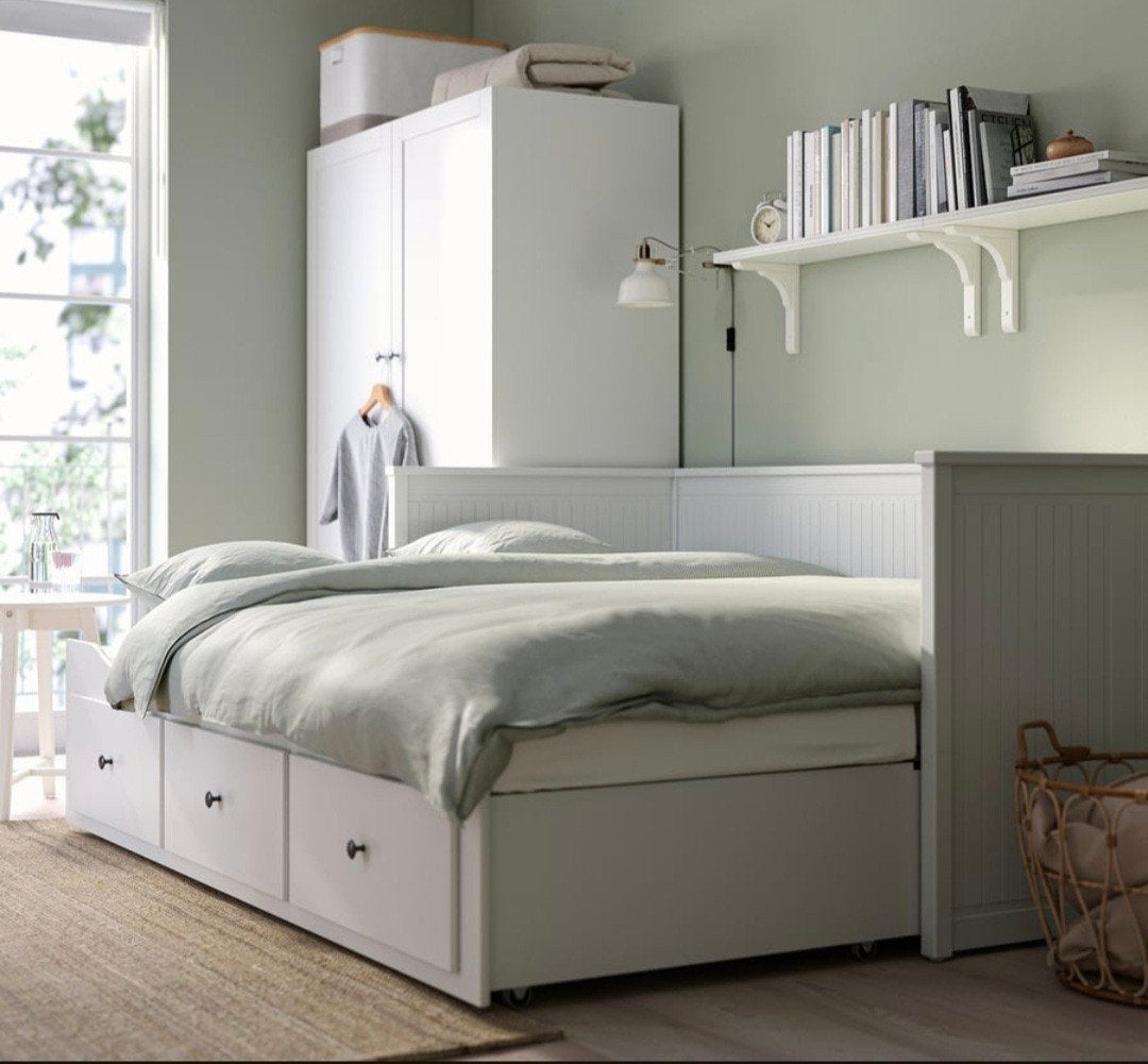 Ikea Hemnes uitschuifbaar bed met opbergruimte 80x200, Enlèvement, Utilisé, Réglable
