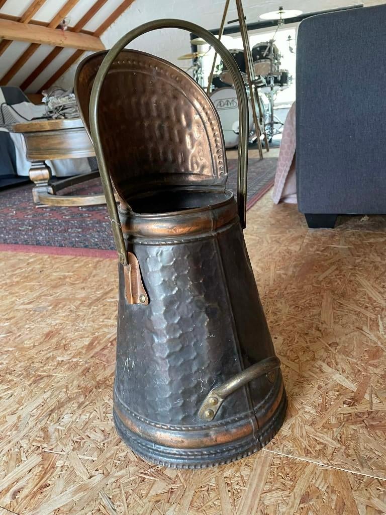 Antieke koperen kolenkit, Antiek en Kunst, Ophalen, Koper