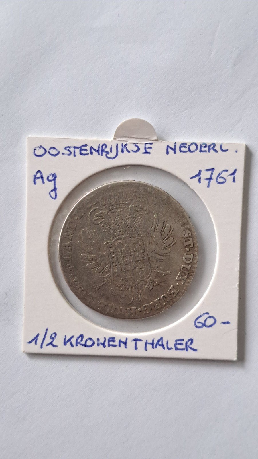 Oostenrijkse nederlanden 1/2 kronenthaler 1761 AG SCHAARS, Ophalen of Verzenden