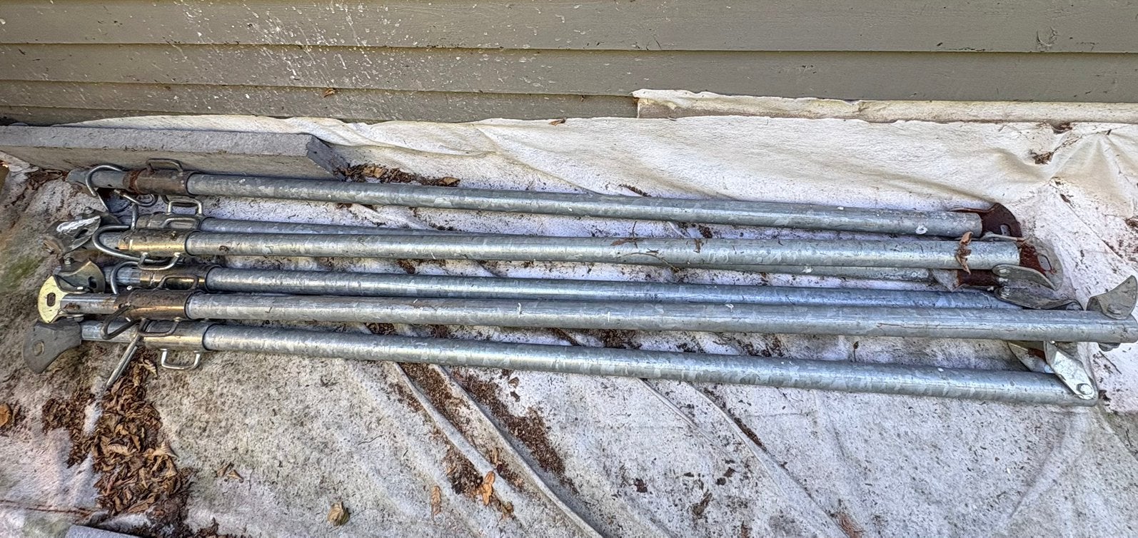 6 Étançons/Etais tirant-poussant 2m à 3,60m acier laqué, Ophalen, Gebruikt