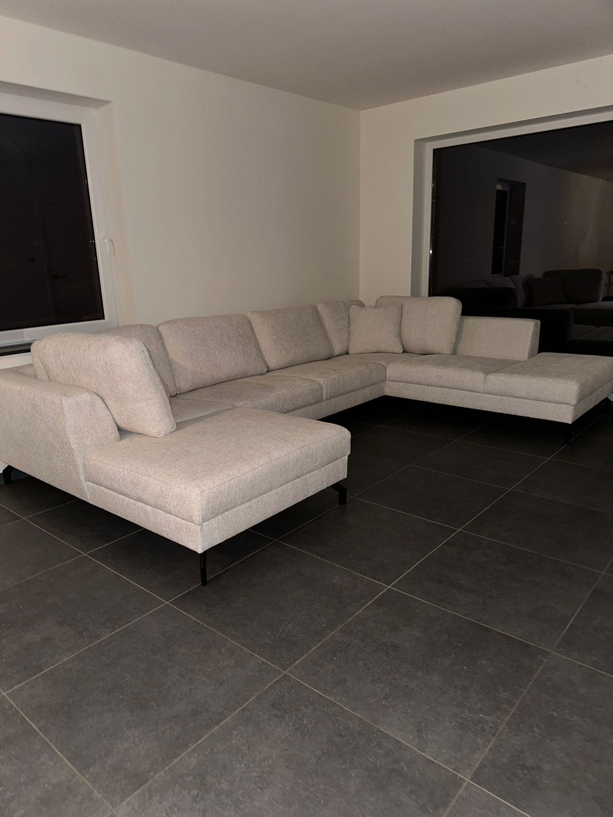 Moderne beige hoekzetel / design zetel, Ophalen, Gebruikt, Stof