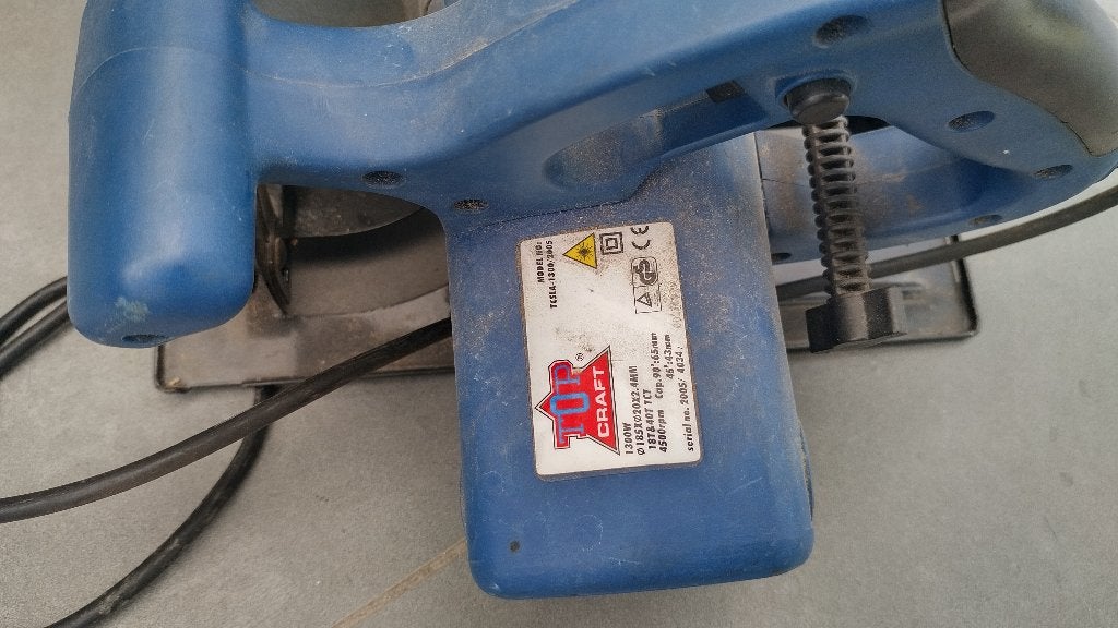 cirkelzaag topcraft, Doe-het-zelf en Bouw, Gereedschap | Zaagmachines, Ophalen, Gebruikt, 1200 watt of meer, Cirkelzaag