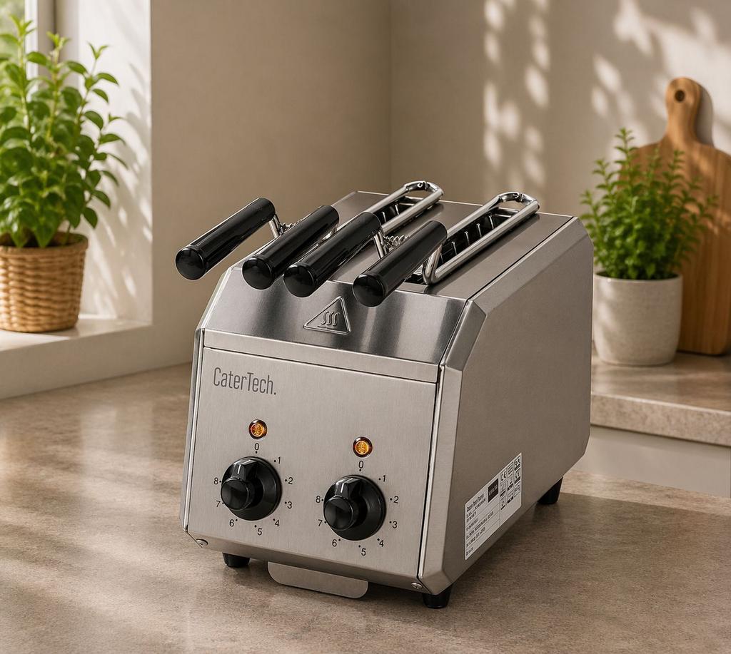 CATERTECH Dubbele tosti ijzer en/of dubbele broodrooster, Ophalen of Verzenden, Zo goed als nieuw, Uitneembare kruimellade