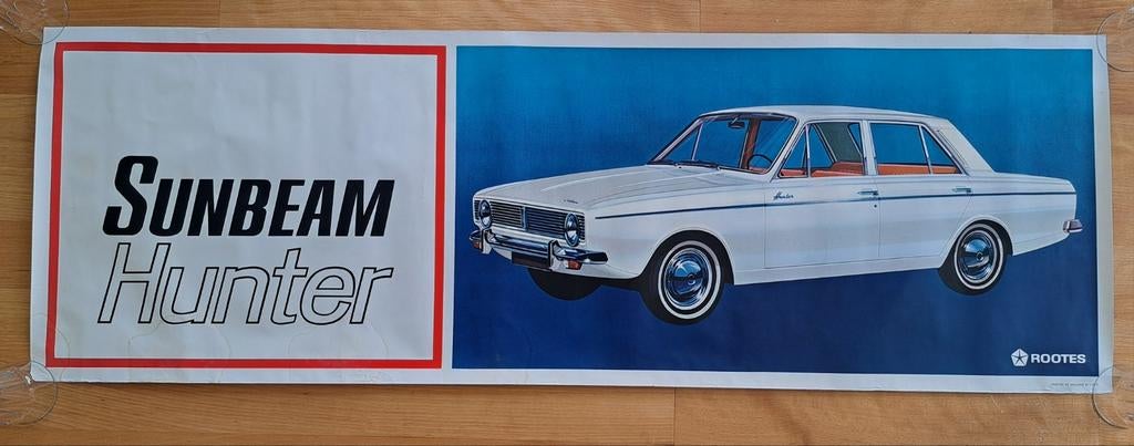 SUNBEAM HUNTER CHRYSLER ROOTES - Originale poster 1966 -, Deurposter of groter, Rechthoekig Liggend, Ophalen of Verzenden, Zo goed als nieuw